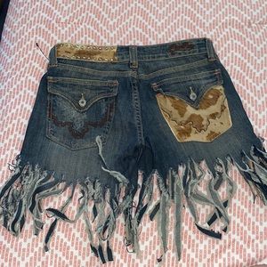 Patchwork Cow Print Jean Shorts